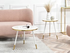 Set de 2 măsuțe de cafea Zoya Zest S (marmură albă + auriu). 1111891