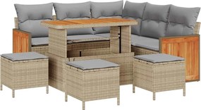 vidaXL Set de canapele pentru grădină 9 pcs Beige și gri deschis