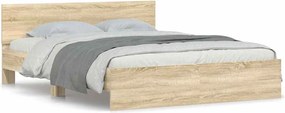vidaXL Cadru de pat cu tăblie, stejar sonoma, 140x200 cm