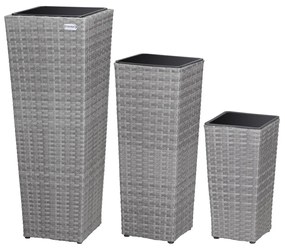 Set 3 x Ghiveci gradina Poliratan Gri