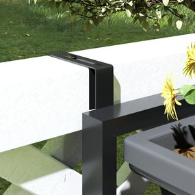 Outsunny Set de 3 ghivece ghiveci cu orificii, 56x42 cm, ghivece pătrate din plastic, Gri închis | Aosom Romania