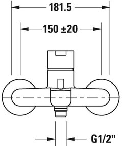 Duravit B.2 Baterie cada dus monocomanda, crom