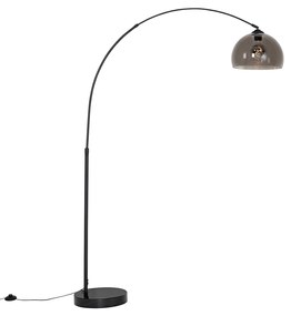 Lampă arc modernă neagră cu sticlă fumurie - Arc