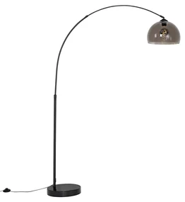 Lampă inteligentă arcuită de podea neagră cu sticlă fumurie, incl. WiFi G95 - Arc