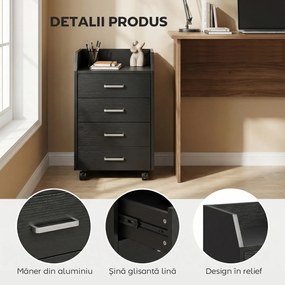 Vinsetto comodă birou,comodă birou cu roți, comodă documente, comodă pe roți, comodă cu sertare, mobilier birou | Aosom Romania