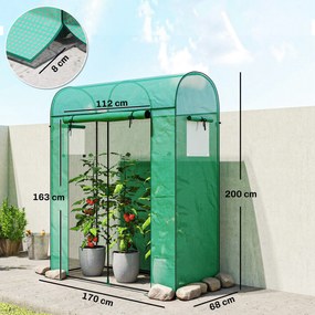 Outsunny Sera de Balcon cu Ușă și Ferestre Rulante, Sera pentru Grădină cu Structură din Oțel și Acoperiș PE, pentru Plante, Legume, Flori, Fructe, Anti UV, 170x68x200 cm, Verde | Aosom Romania