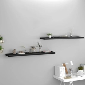 vidaXL Rafturi de perete suspendate 2 buc., negru 120x23,5x3,8 cm, MDF