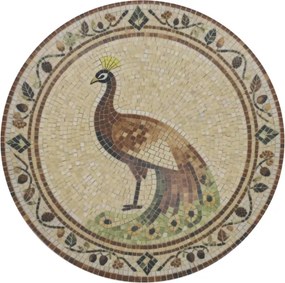 Tavă pentru servire din ceramică cu model mozaic și motiv păun, H2,8/D26,5 cm, bej & mocca, „Chartres”