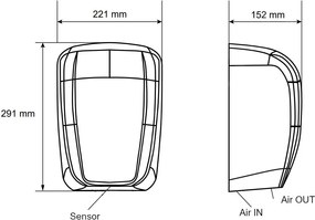 Uscator de mani cu aer cald si senzor, negru mat, Jet Dryer Storm