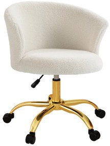 Vinsetto Scaun de Birou Reglabil în Înălțime cu Șezut Rotativ Alb și Auriu | Aosom Romania