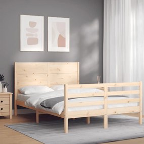 3194616 vidaXL Cadru de pat cu tăblie, 140x190 cm, lemn masiv