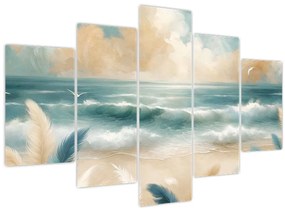 Tablou – Plajă pictată în culori delicate (150x105 cm)