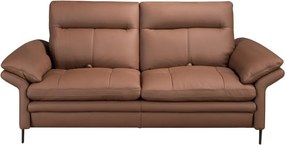 Canapea 2 locuri, tapitata cu piele naturala, spatar rabatabil Maro