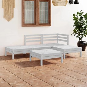 3082623 vidaXL Set mobilier de grădină, 5 piese, alb, lemn masiv de pin