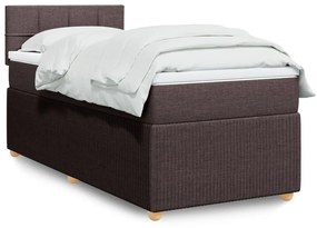 3289614 vidaXL Pat box spring cu saltea, maro închis, 90x190 cm, textil