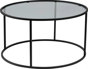 Masuta cafea AURUM, negru, sticla/metal, 80x80x43 cm