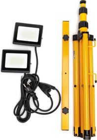 Aigostar - Proiector LED cu stativ 2xLED/30W/230V 6500K IP65 portocaliu/negru