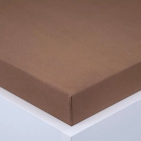 decoDoma Cearşaf cu elastic jersey EXCLUSIVE maro închis 90 x 200 cm