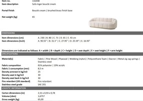 Canapea fixa design elegant LUX Inger, Boucle cream