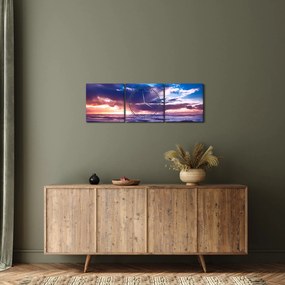 Tablou - Apus de soare la mare (cu ceas) (90x30 cm)