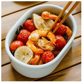 Cutie pentru pranz ceramica Buydeem CT3007-CG, 500 ml, 19.5x11x16.5 cm, Rezistenta la caldura pana la 230°C, Compatibilă cu cuptorul si cuptorul cu microunde, Verde