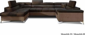 Colțar lemn masiv Formă U Extensibil Tango 350x202cm Personalizabil - Cotiera pe partea stanga