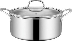 Oala cu capac Swiss Haus SH-ZGC24, 24 x 10,5 cm, 4,3 l, Acoperire ceramica Sapphire, Cuptor pana la 260°C, Inductie, Otel inoxidabil