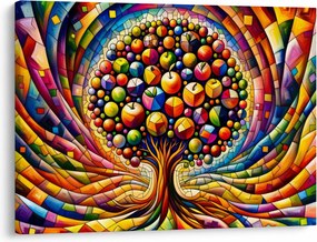 Tablou – Arbore colorat cu mere (70x50 cm)