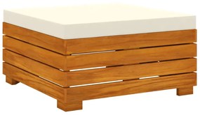 Set mobilier gradina cu perne, 5 piese, lemn masiv de salcam Crem, colt + 2x mijloc + suport pentru picioare + masa, 1