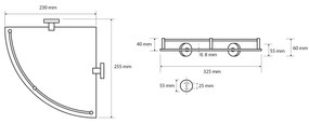 Raft de colț din sticlă SAPHO XR605 X-Round E cubară 25 x 7 x 25 cm