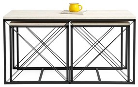 Set 3 măsuțe cafea Defenella (Marmură + negru). 1107088