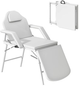 HOMCOM Masa de masaj portabilă, masa de masaj pliabilă cu acoperire din piele ecologică, capitonaj din spumă, cadru din oțel, alb | Aosom Romania