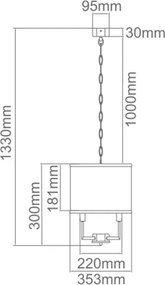 Open Design OR80209 - Lustră suspendată pe lanț CASA, 3xE14/12W/230V, crem/crom lucios
