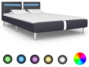 Cadru de pat cu LED, negru, 140 x 200 cm, piele artificiala Negru, 140 x 200 cm