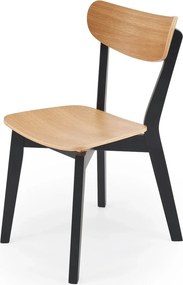 Scaun HAITI, stejar/negru, placaj/lemn, 42x52x80 cm