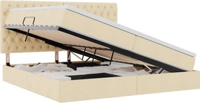 vidaXL Pat cu saltea și spațiu de depozitare Creme 200 x 200 cm