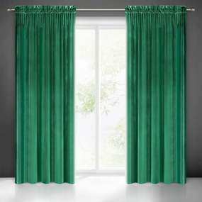 Draperie frumoasă din catifea de un verde intens, pe o bandă de pliere Lungime: 300 cm