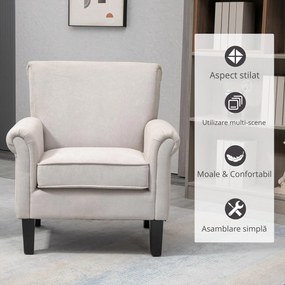 HOMCOM Fotoliu pentru Living, Stil Nordic, Tapițat cu Lemn și Poliester, Ideal pentru Living și Familie, 79x78x87 cm, Gri | Aosom Romania