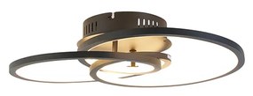 Plafoniera neagră 45 cm inclusiv LED cu dimmer în 3 trepte - Rowin
