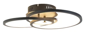 Plafoniera neagră 45 cm inclusiv LED cu dimmer în 3 trepte - Rowin