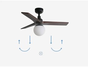 Ventilator de tavan FARO 34278-11L KLIM S lemn/negru + telecomandă