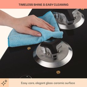 Trifecta Domino, plită pe gaz, 2 arzătoare triunghiulare, vitroceramică, neagră