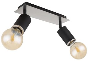Aplica de perete / tavan cu 2 spoturi directionabile design modern Joseba negru, nichel mat