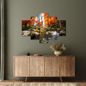 Tablou - Cascade în pădurea portocalie (150x105 cm)