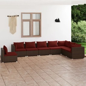 3102371 vidaXL Set mobilier de grădină cu perne, 8 piese, maro, poliratan