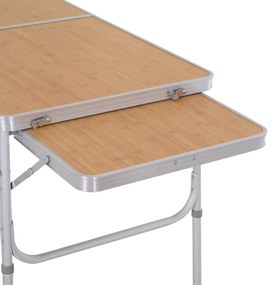 Outsunny Masa Pliabilă de Camping 5Kg, Ușor de Transportat, cu Panou Retractabil 120cm x 60cm x 40/70cm | Aosom Romania