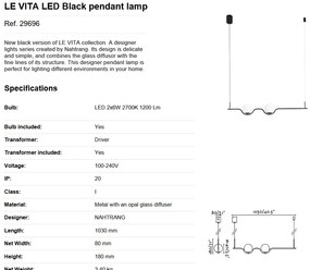 Lustra LED suspendata design modern LE VITA LED Black 29696