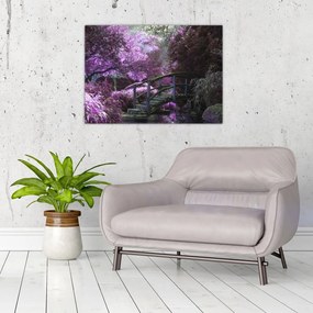 Tablou pe sticlă - copaci violeți (70x50 cm)