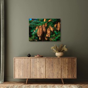 Tablou pe sticlă cu con de brad (70x50 cm)