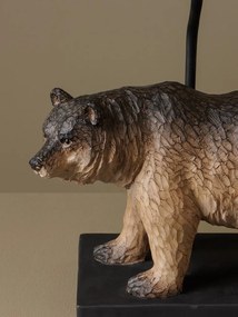 Lampa de masa, din polirasina, cu abajur din in, Bear